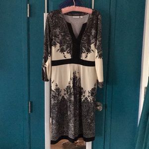 NY and Co Ivory and Black Lace print Dress
